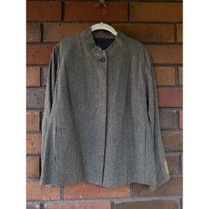 Dries Van Noten Jacket Embellished Cuffs Linen Blend | Gray |‎ Women's Size 44 M
